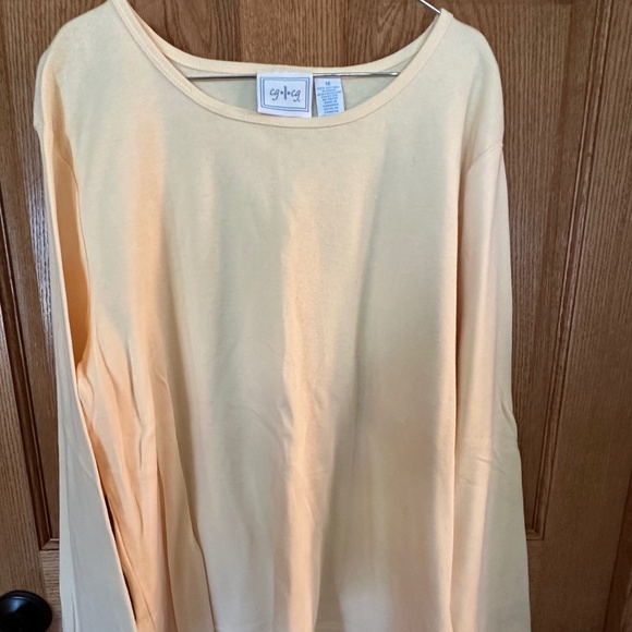 cg.l.cg Light Yellow Long Sleeve Crew Neck T-Shirt.  Size 1X. - Picture 1 of 5